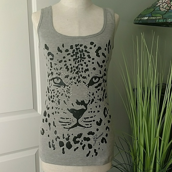 Guess Tops - NWOT!  Guess Cheetah Print Embellished Tank Top